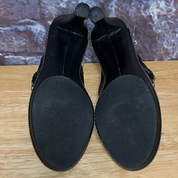 COACH Cleo Black Suede Platform Clip & Ring Clogs Mules Heels Size 7.5B Shoes - Picture 9 of 14